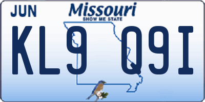 MO license plate KL9Q9I