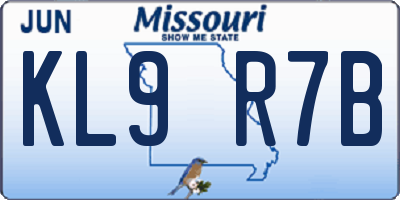 MO license plate KL9R7B
