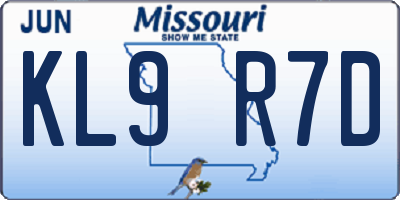 MO license plate KL9R7D