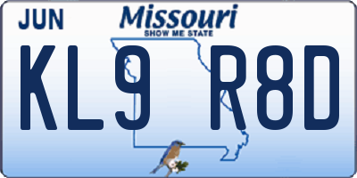 MO license plate KL9R8D