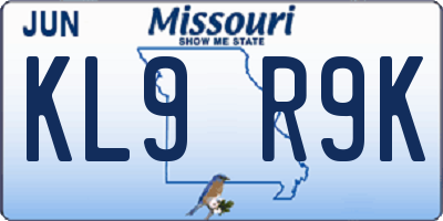 MO license plate KL9R9K