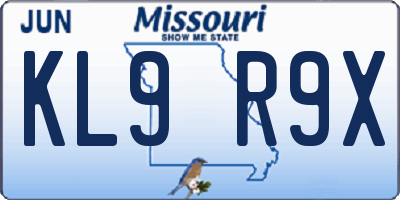 MO license plate KL9R9X