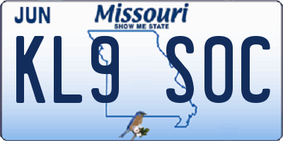 MO license plate KL9S0C