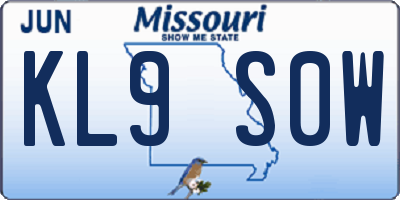 MO license plate KL9S0W