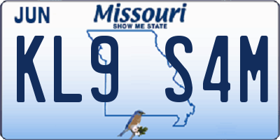 MO license plate KL9S4M