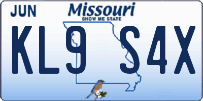 MO license plate KL9S4X