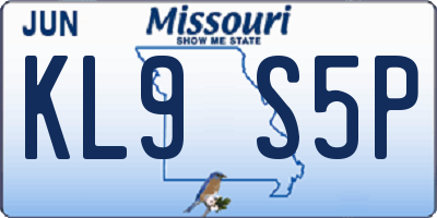 MO license plate KL9S5P
