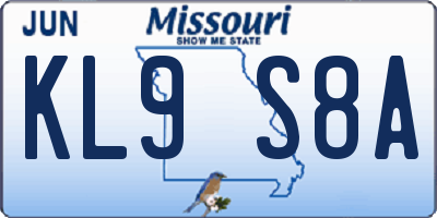 MO license plate KL9S8A