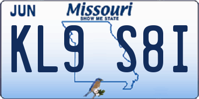 MO license plate KL9S8I