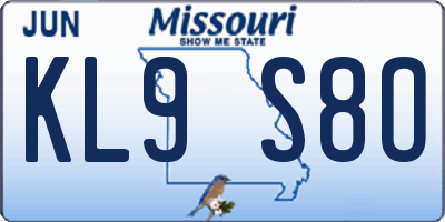 MO license plate KL9S8O