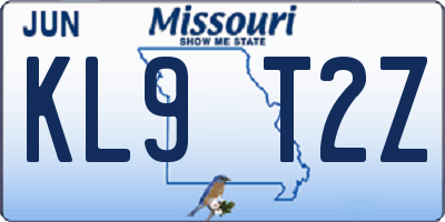 MO license plate KL9T2Z