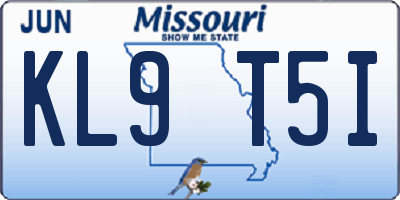 MO license plate KL9T5I