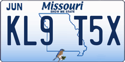 MO license plate KL9T5X