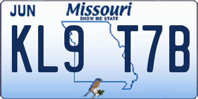 MO license plate KL9T7B