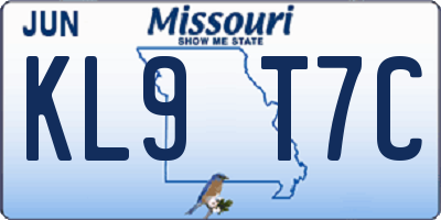 MO license plate KL9T7C