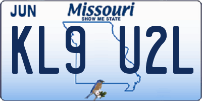 MO license plate KL9U2L