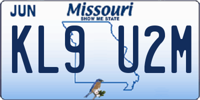 MO license plate KL9U2M