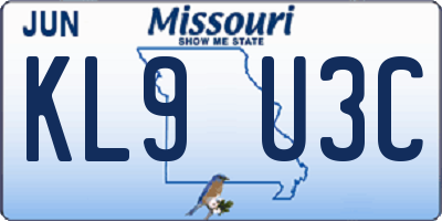 MO license plate KL9U3C