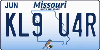 MO license plate KL9U4R