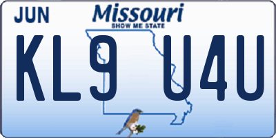 MO license plate KL9U4U