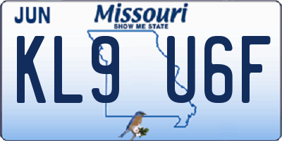 MO license plate KL9U6F