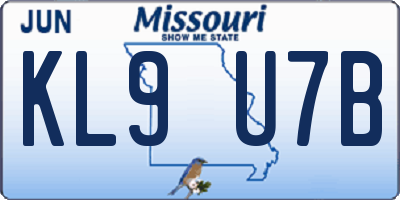 MO license plate KL9U7B