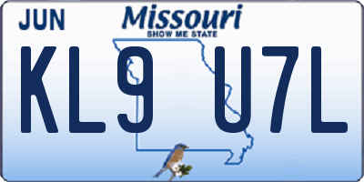 MO license plate KL9U7L