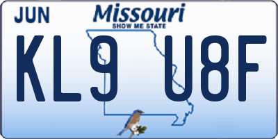 MO license plate KL9U8F