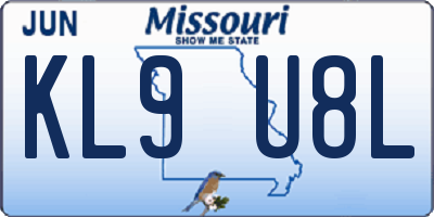 MO license plate KL9U8L
