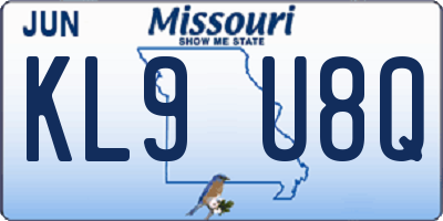 MO license plate KL9U8Q