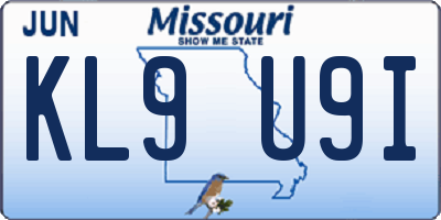 MO license plate KL9U9I