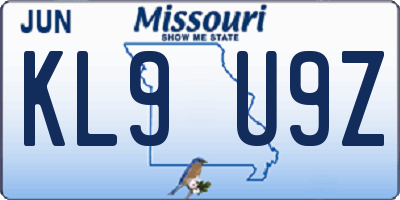 MO license plate KL9U9Z