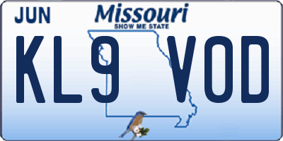MO license plate KL9V0D