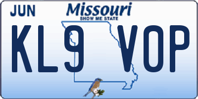 MO license plate KL9V0P