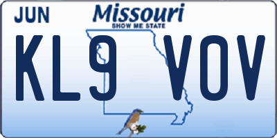 MO license plate KL9V0V