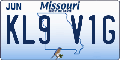 MO license plate KL9V1G