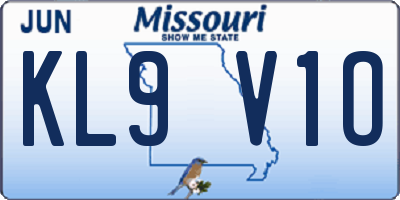 MO license plate KL9V1O