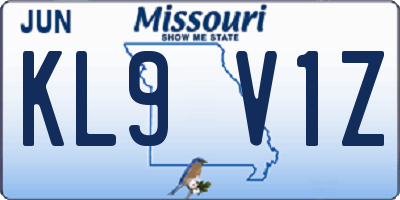 MO license plate KL9V1Z