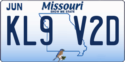 MO license plate KL9V2D