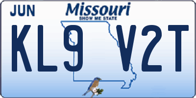 MO license plate KL9V2T
