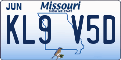 MO license plate KL9V5D