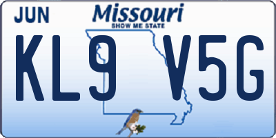 MO license plate KL9V5G