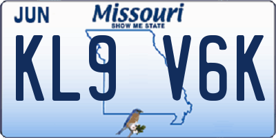 MO license plate KL9V6K