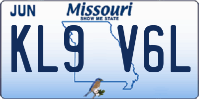 MO license plate KL9V6L