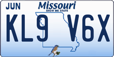 MO license plate KL9V6X