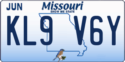 MO license plate KL9V6Y