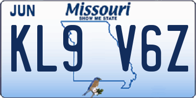 MO license plate KL9V6Z