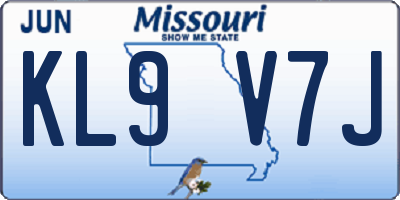 MO license plate KL9V7J