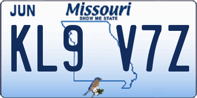MO license plate KL9V7Z
