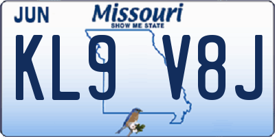 MO license plate KL9V8J